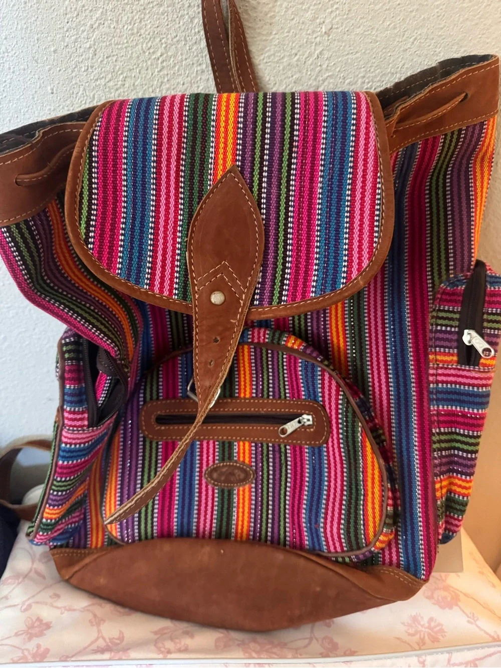 Handmade Guatemalan Artisan Backpack Purse | Colorful Woven Textile